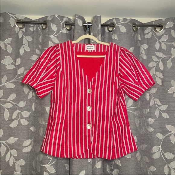 NWT! Anthropologie Damson Madder Shell Linen Blend Puff-Sleeve Blouse - Size 2 🏆 - Picture 6 of 16